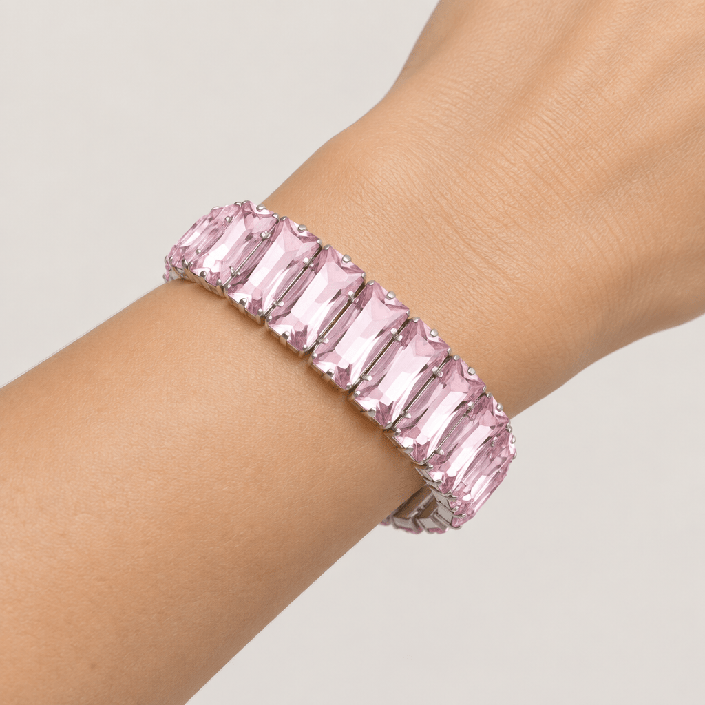 Faceted Rectangle Rhinestone Stretch Bracelet - Bella Blossom Boutique
