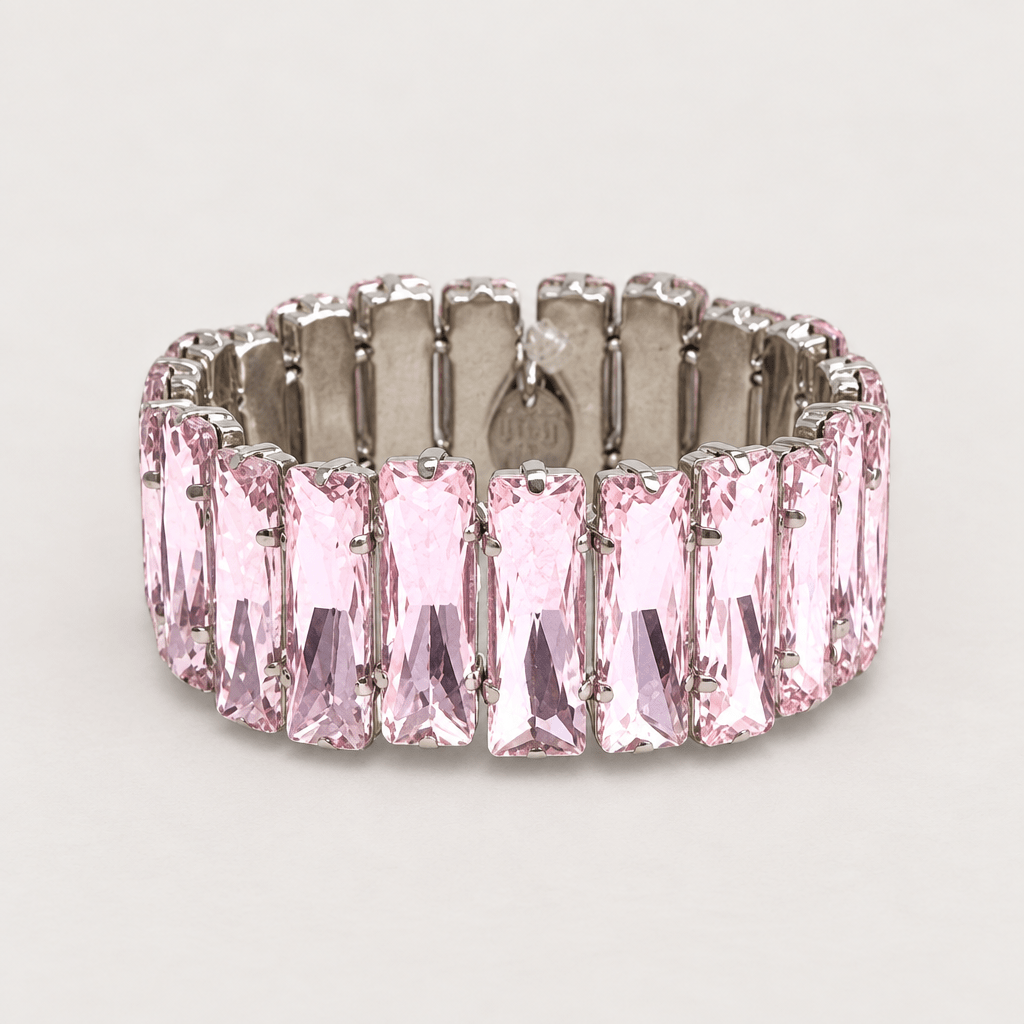 Faceted Rectangle Rhinestone Stretch Bracelet - Bella Blossom Boutique