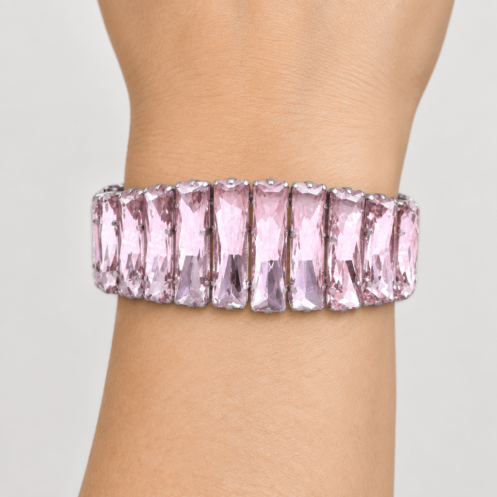 Faceted Rectangle Rhinestone Stretch Bracelet - Bella Blossom Boutique