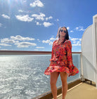 Fantastic Fawn Floral Satin Ruffle Mini Dress - Bella Blossom Boutique