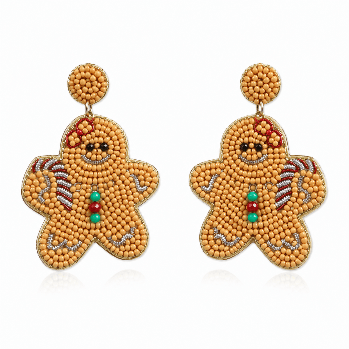 Festive Gingerbread Man Beaded Statement Earrings - Bella Blossom Boutique