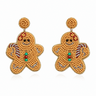 Festive Gingerbread Man Beaded Statement Earrings - Bella Blossom Boutique