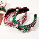 Festive Plaid & Pearl Knotted Headband – Sparkling Holiday Hair Accessory - Bella Blossom Boutique