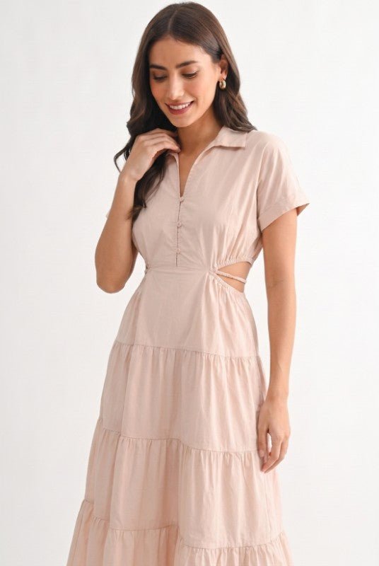 Flawless Tiered Blush Dress - Bella Blossom Boutique