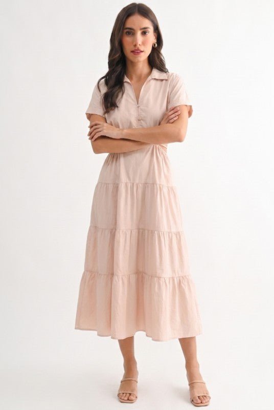 Flawless Tiered Blush Dress - Bella Blossom Boutique