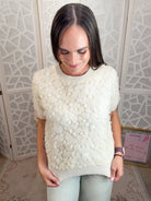 Flora 3D Lace Appliqué Short Sleeve Knit Top - Bella Blossom Boutique
