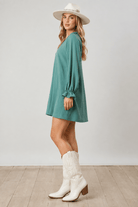 Girls Night Out Boho V-Neck Dress with Ruffle Sleeves - Bella Blossom Boutique