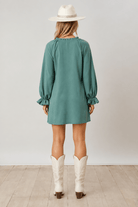 Girls Night Out Boho V-Neck Dress with Ruffle Sleeves - Bella Blossom Boutique