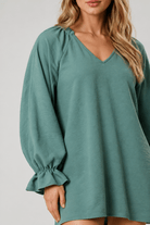 Girls Night Out Boho V-Neck Dress with Ruffle Sleeves - Bella Blossom Boutique