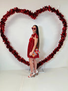 Glittering Red Velvet Sequin Babydoll Party Dress - Bella Blossom Boutique
