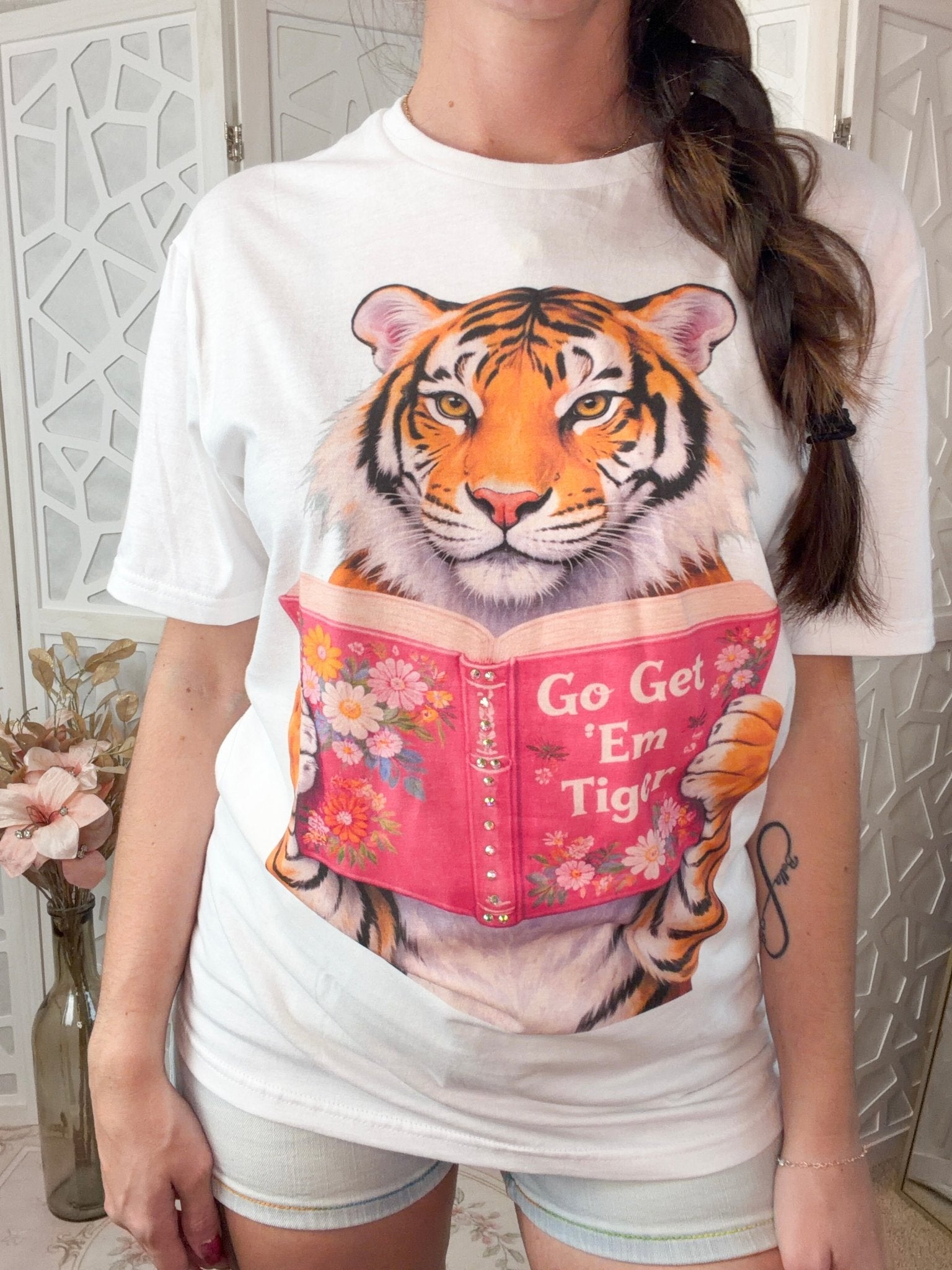 Go Get 'Em Tiger Bookish Rhinestone Graphic Tee - Bella Blossom Boutique