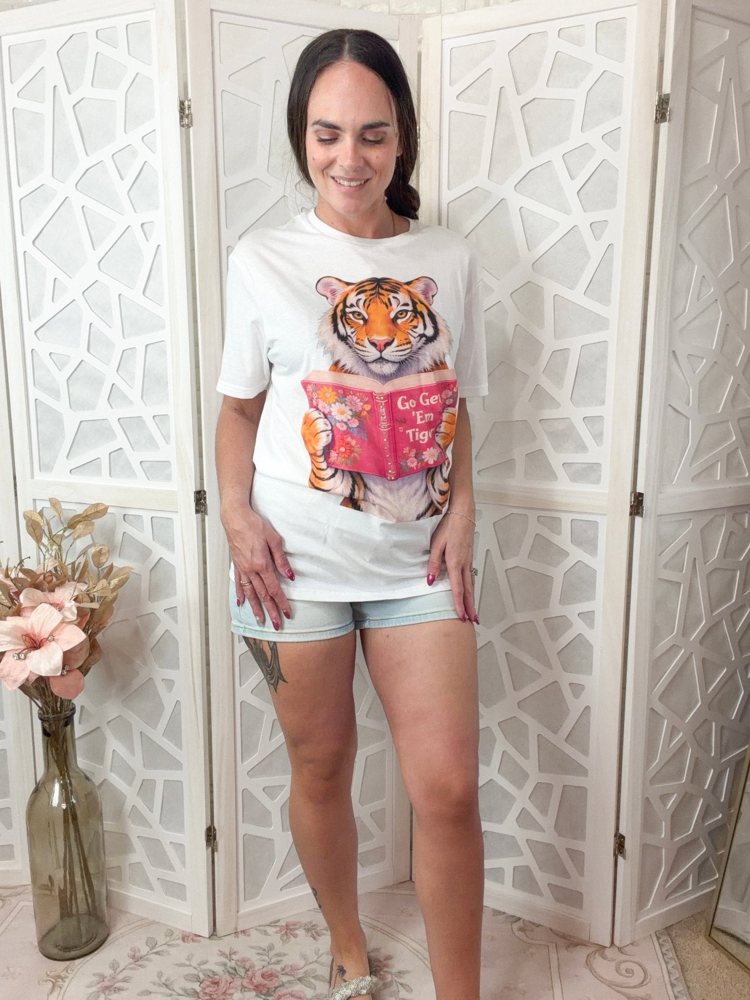 Go Get 'Em Tiger Bookish Rhinestone Graphic Tee - Bella Blossom Boutique