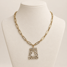 Gold Link Chain Necklace with Rhinestone Pendant - Bella Blossom Boutique