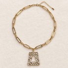 Gold Link Chain Necklace with Rhinestone Pendant - Bella Blossom Boutique