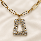 Gold Link Chain Necklace with Rhinestone Pendant - Bella Blossom Boutique