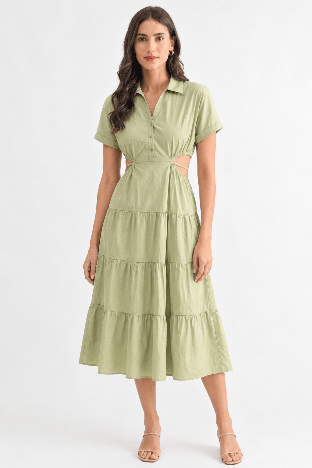 Green Neutral Midi Dress - Bella Blossom Boutique