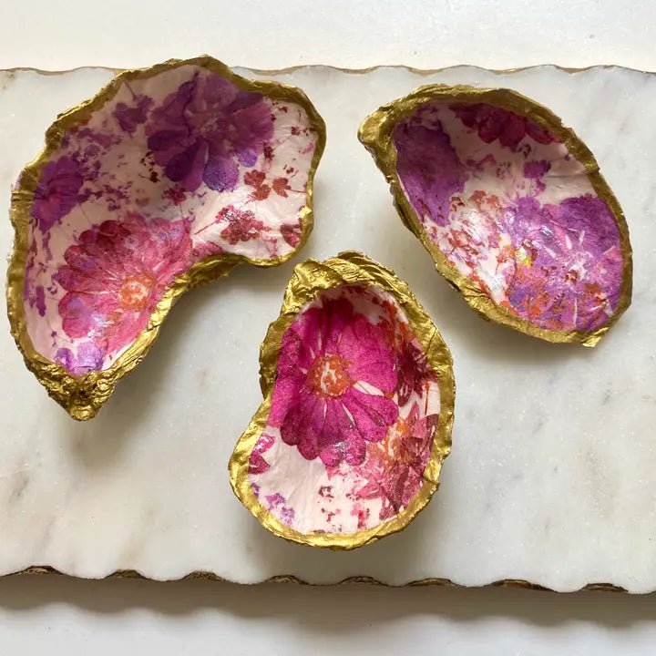 Hand - Painted Coastal Oyster Shell Jewelry & Trinket Dish - Bella Blossom Boutique