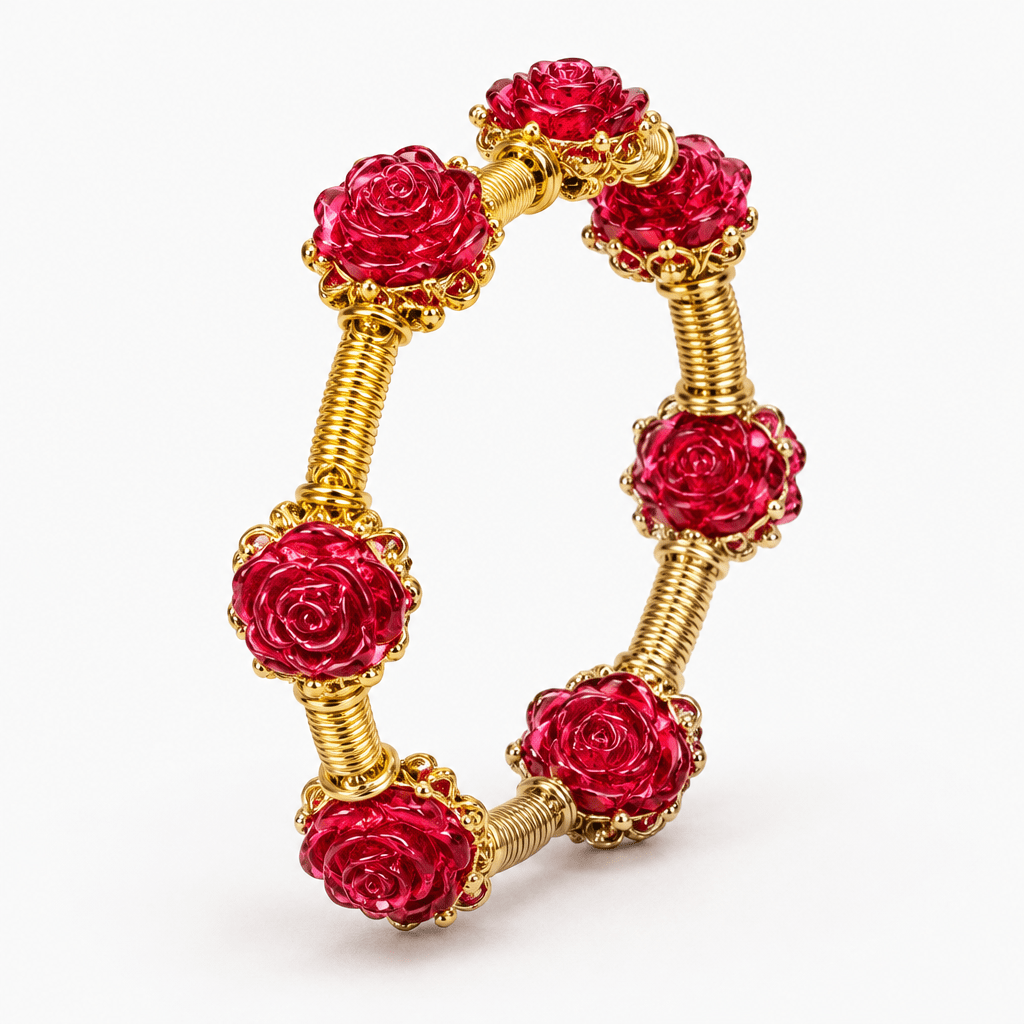 Handcrafted Red Rose Bangle - Bella Blossom Boutique