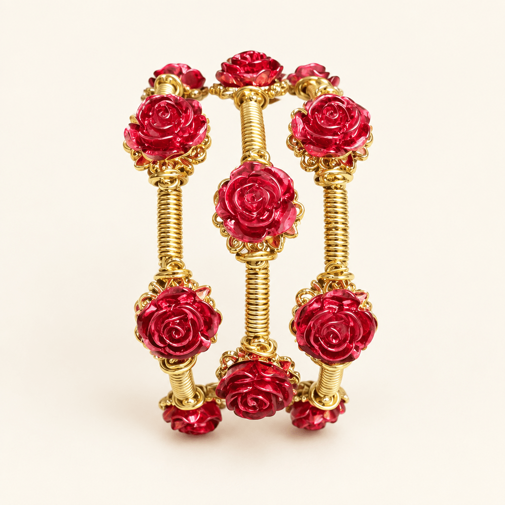 Handcrafted Red Rose Bangle - Bella Blossom Boutique