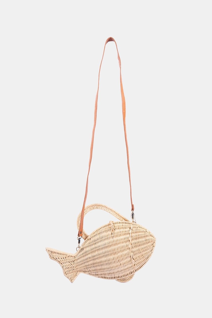 Handwoven Nemo Fish - Shaped Rattan Crossbody Bag - Bella Blossom Boutique