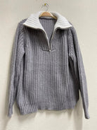 Haven Oversized Quarter - Zip Chunky Knit Sweater - Bella Blossom Boutique