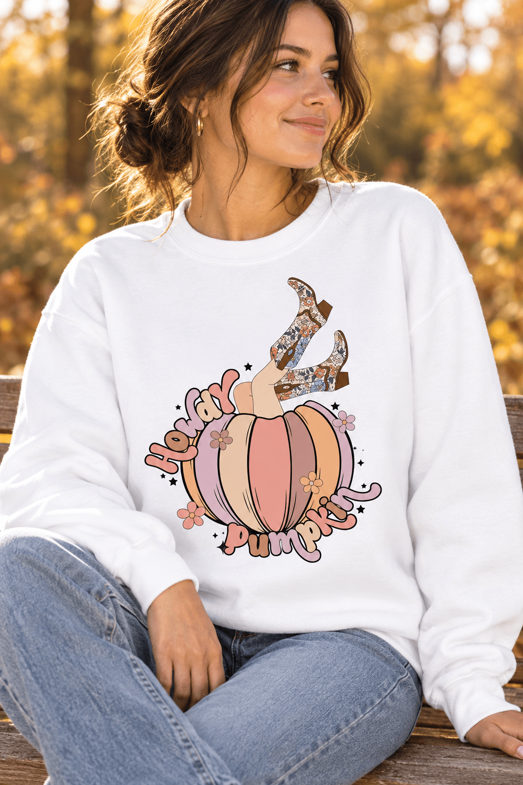 Howdy Pumpkin Western Sweatshirt | Retro Cowgirl Autumn Crewneck - Bella Blossom Boutique