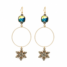Iridescent Austrian Crystal Snowflake Hoop Drop Earrings - Bella Blossom Boutique