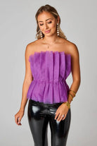 Iris Strapless Ruffle Tulle Top – Purple Statement Party Blouse - Bella Blossom Boutique