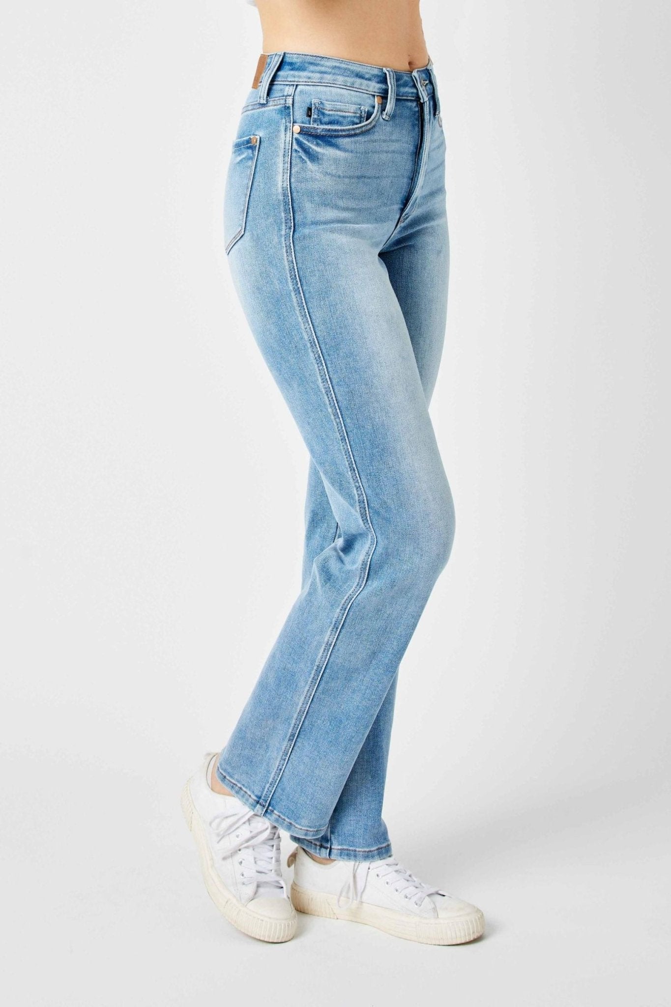 Judy Blue Tummy Control Straight Leg Jeans - Light Wash Confidence - Bella Blossom Boutique