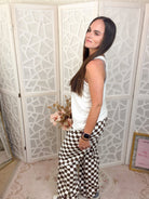 Laci High-Waist Checkered Straight-Leg Pants - Bella Blossom Boutique