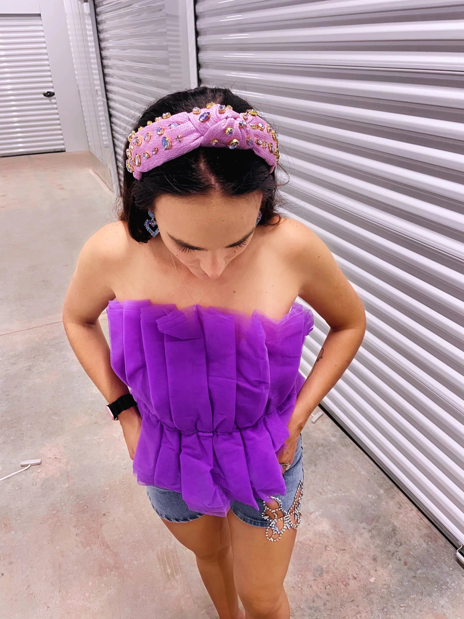 Lavender Sparkle Jeweled Knotted Headband – Premium Rhinestone Hair Accessory - Bella Blossom Boutique