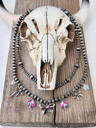 Layered Pearl Necklace with Bow & Spade Charms - Bella Blossom Boutique