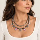 Layered Pearl Necklace with Bow & Spade Charms - Bella Blossom Boutique