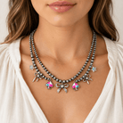 Layered Pearl Necklace with Bow & Spade Charms - Bella Blossom Boutique