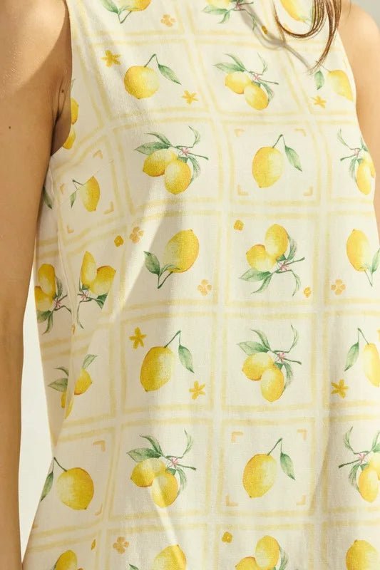Lemonade Sorbet | Breezy Cotton Lemon Print Sundress - Bella Blossom Boutique