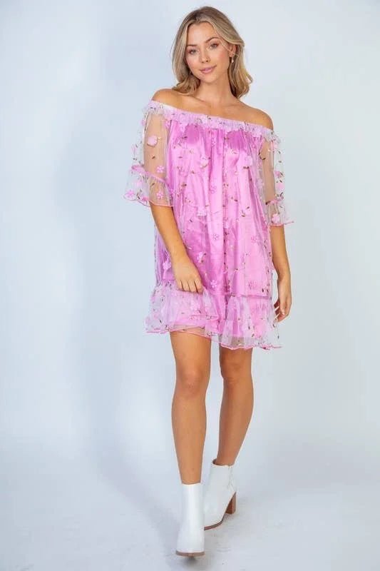 Lilac Blossom Floral Knit Dress – Breezy Summer Elegance - Bella Blossom Boutique