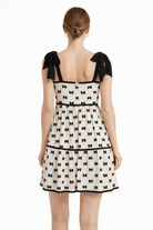 Luna Bow Print Babydoll Mini Dress with Ribbon Straps - Bella Blossom Boutique