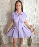 Luna Pintuck Waist Button - Down Shirt Dress - Bella Blossom Boutique