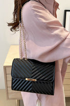 Luxe Chevron Quilted Shoulder Bag | Gold Chain Crossbody - Bella Blossom Boutique