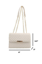Luxe Chevron Quilted Shoulder Bag | Gold Chain Crossbody - Bella Blossom Boutique