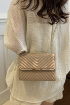 Luxe Chevron Quilted Shoulder Bag | Gold Chain Crossbody - Bella Blossom Boutique