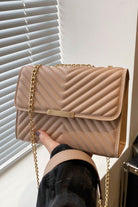 Luxe Chevron Quilted Shoulder Bag | Gold Chain Crossbody - Bella Blossom Boutique
