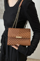 Luxe Chevron Quilted Shoulder Bag | Gold Chain Crossbody - Bella Blossom Boutique