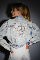 Luxe Pearl & Rhinestone Embellished Denim Jacket - Bella Blossom Boutique