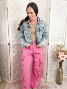 Luxe Pearl & Rhinestone Embellished Denim Jacket - Bella Blossom Boutique