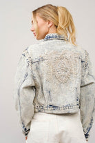 Luxe Pearl & Rhinestone Embellished Denim Jacket - Bella Blossom Boutique