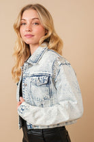 Luxe Pearl & Rhinestone Embellished Denim Jacket - Bella Blossom Boutique