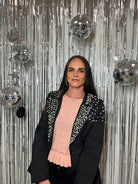 Luxe Rhinestone & Pearl Embellished Statement Blazer - Bella Blossom Boutique
