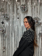 Luxe Rhinestone & Pearl Embellished Statement Blazer - Bella Blossom Boutique