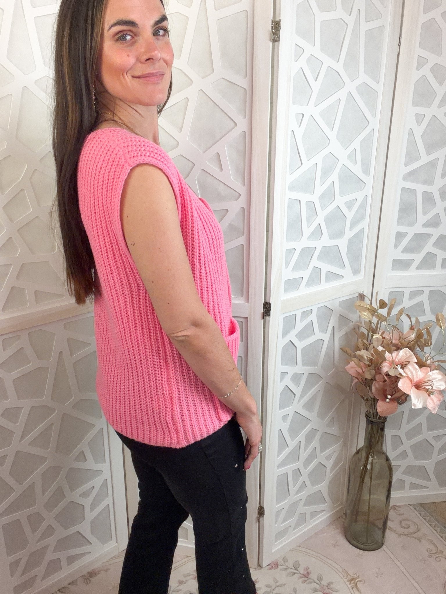 Luxe Ribbed Button - Down Knitted Vest – Sleeveless Layering Cardigan - Bella Blossom Boutique